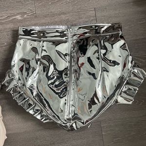 CHARWORK ROOM High-cut Cheeky Short | Silver Size XLarge. Fits like a large